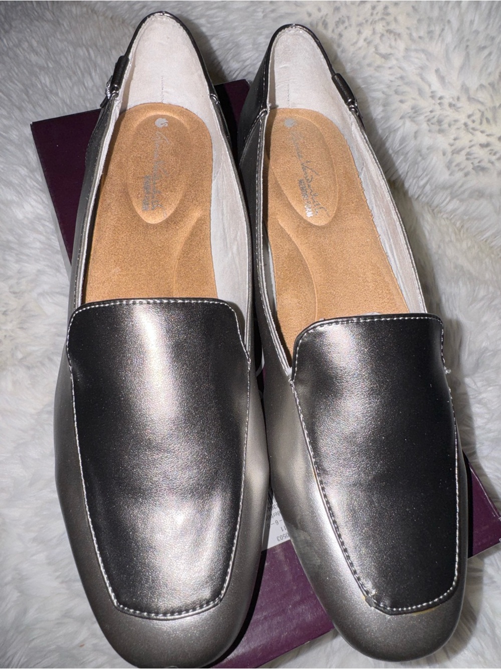 Gloria Vanderbilt Metallic Pewter Slip-On Loafers